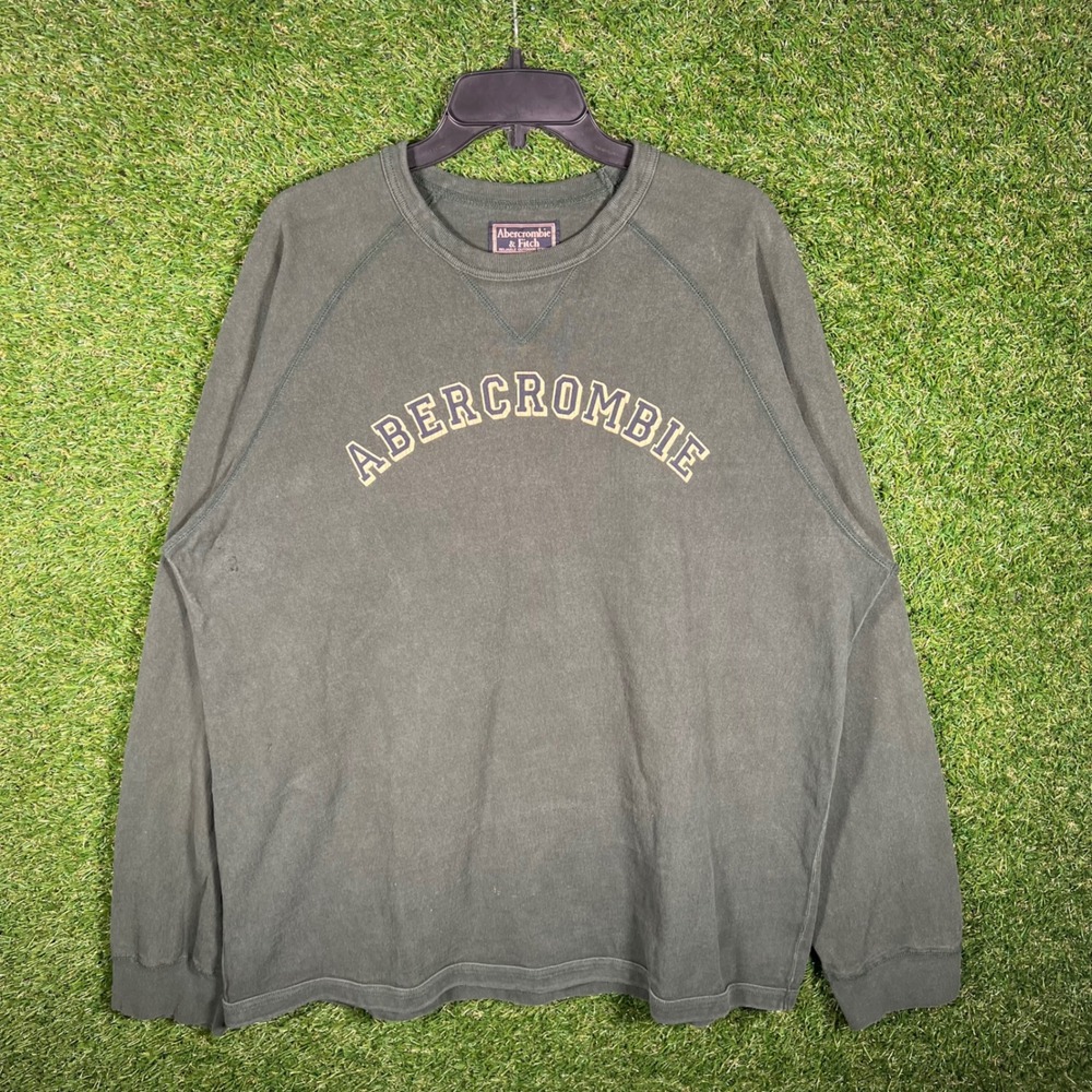 Vintage Abercrombie & Fitch Green Spellout Sweatshirt XXL Raglan 90s Y2K‎
